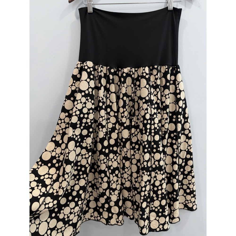 Saint Tropez West Black Beige Bubble Print A Line Midi Skirt L Art To Wear